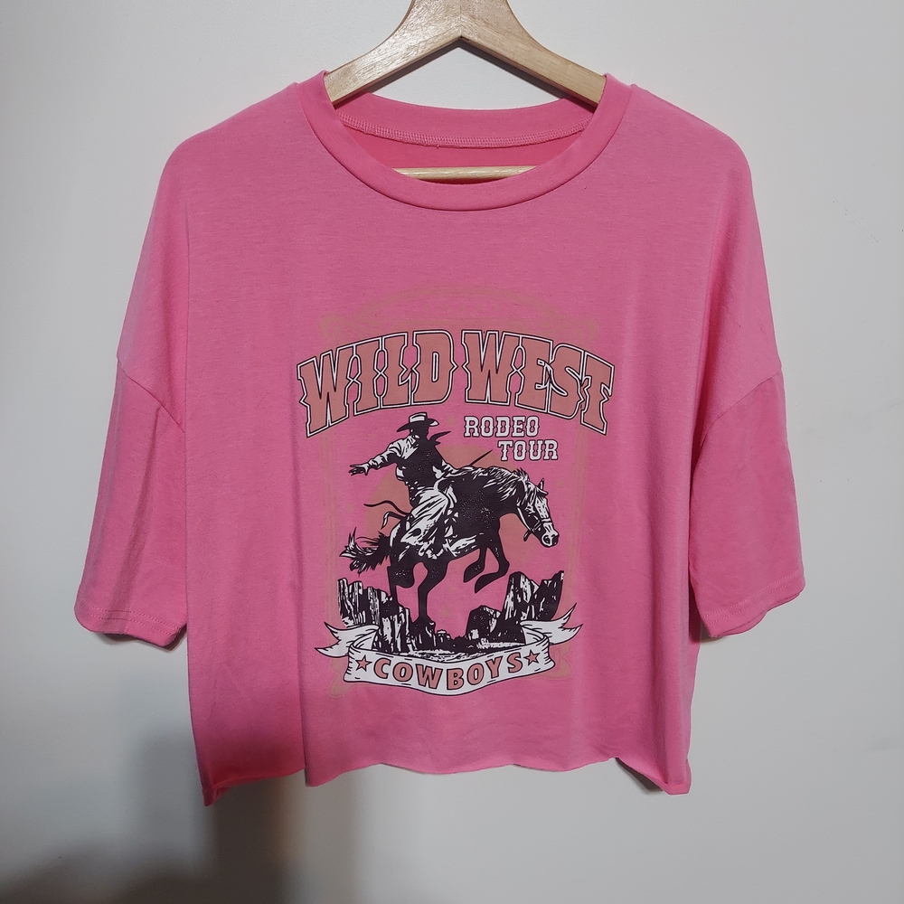 Wild West Rodeo Tour Pink Graphic Short Sleeve Tee - Unbranded . No callouts.